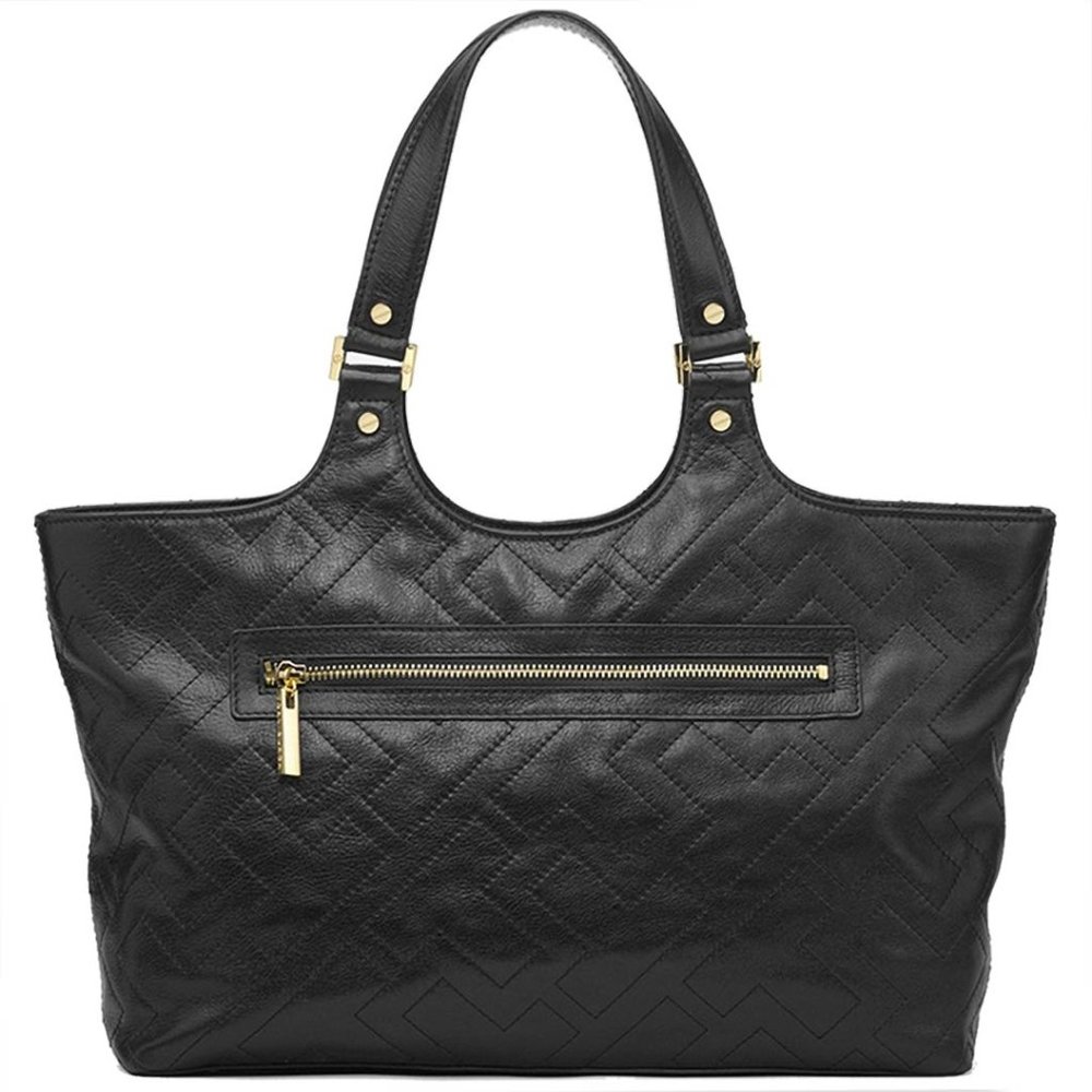 Tory Burch Stitch T Burch Tote In Black Leather